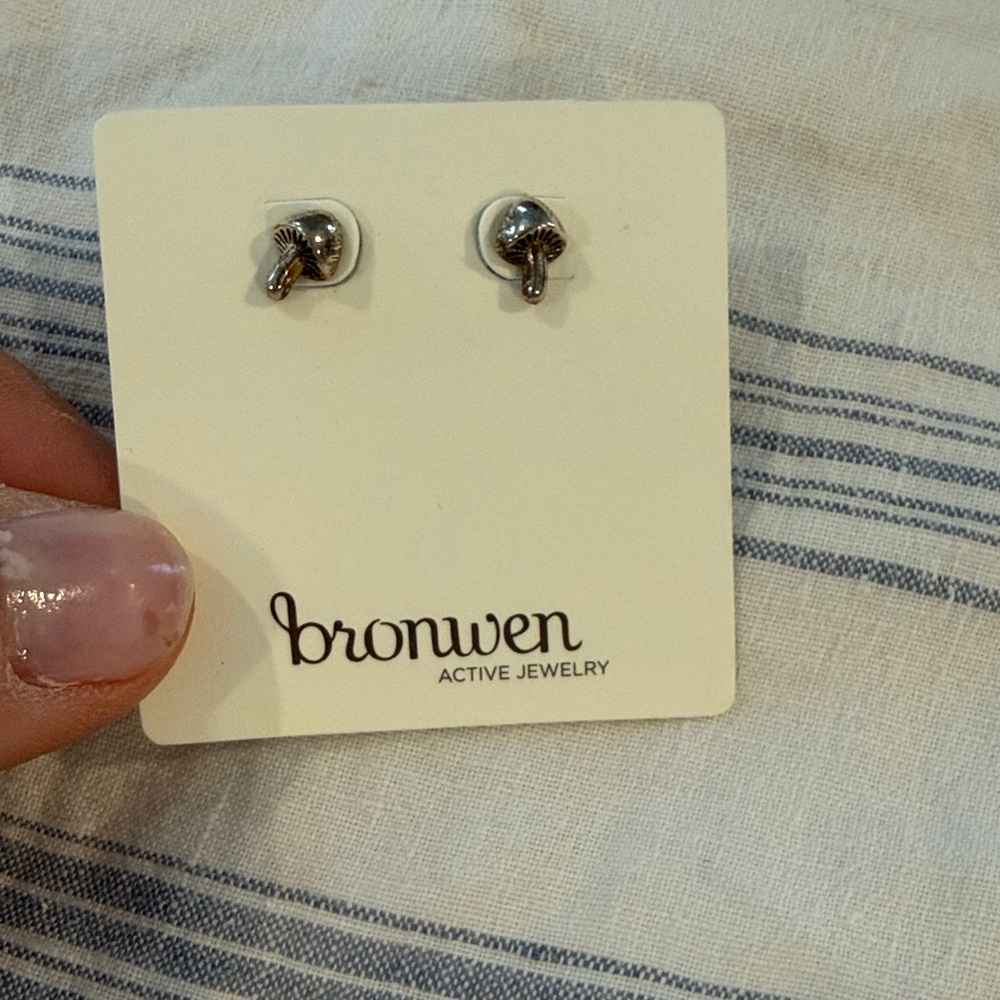 Silver Mushroom Stud Earrings